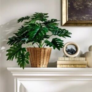 Studio McGee Threshold Target Green Philodendron Faux plant in Basket